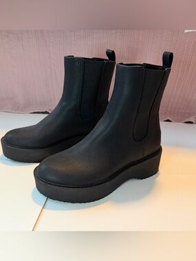 Mix No. 6 Black Platform Chelsea Ankle Boots